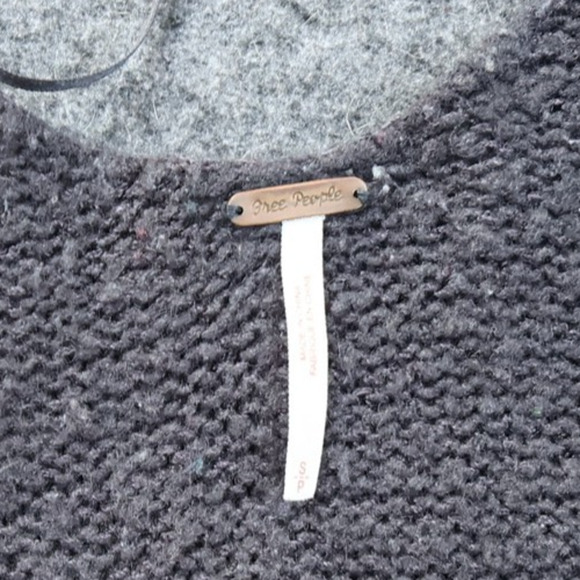 Free People Gray Sweater Scoop Neck Reglan Lagenlook Wool Blend OS - Picture 2 of 10